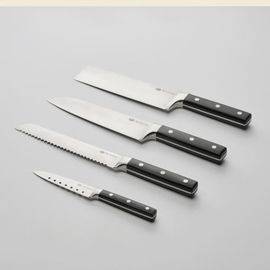[MODORI] 4Pcs Kitchen Knife Set – German Stainless Steel, V-Edge Precision, 304 Stainless Steel, Integrated Handle, Rotating Block - Made in Korea